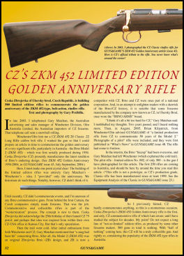 CZs Golden Anniversary Rifle - page 52 Issue 49 (click the pic for an enlarged view)